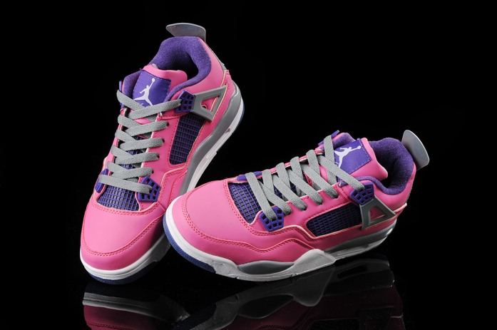 Air Jordan IV 4 Retro Chaussures Femmes nouveau bleu rose (1)